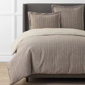 Tailored Stripes Premium Breathable Washed Linen Cotton Reversible Duvet Cover